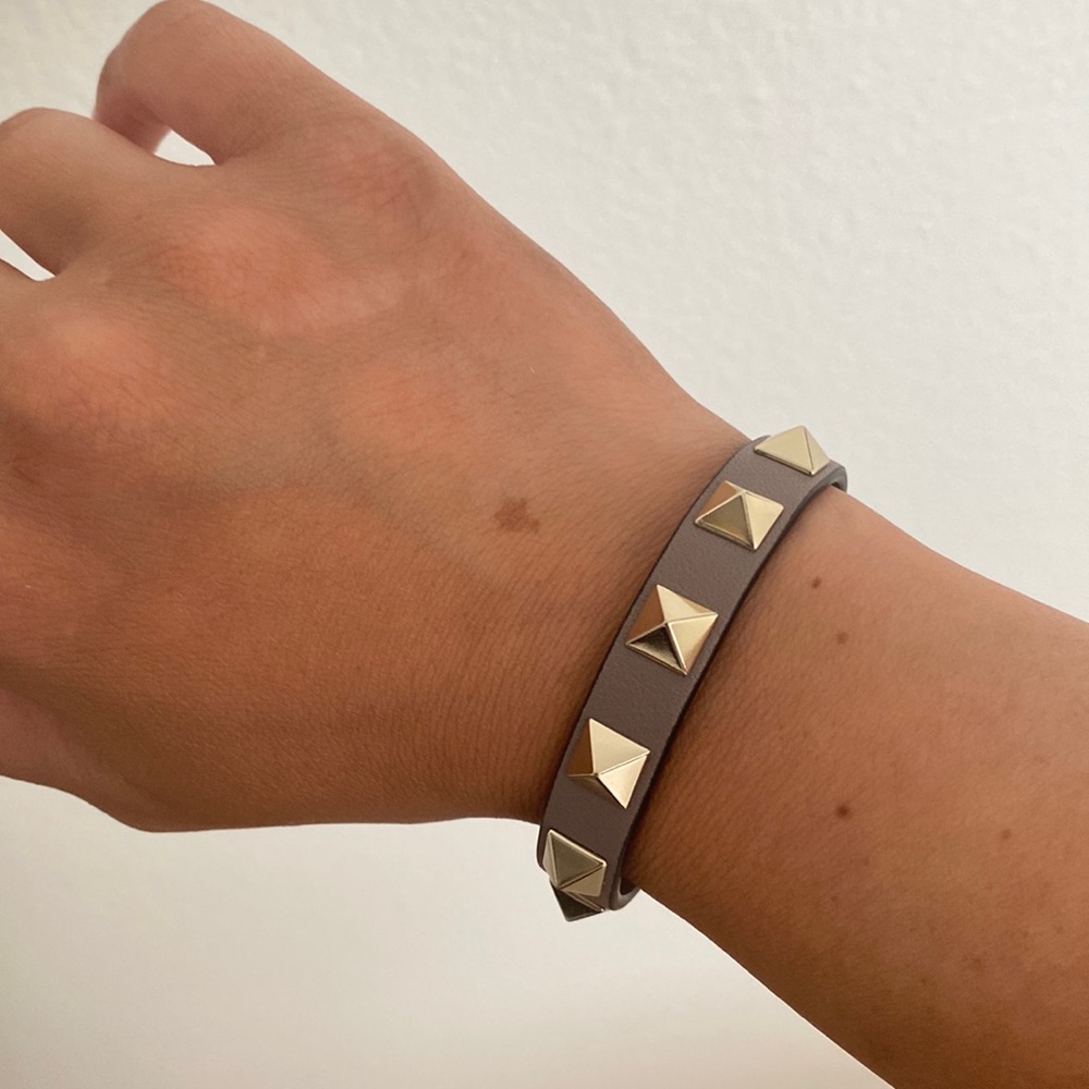 Valentino Leather Studded Bracelet